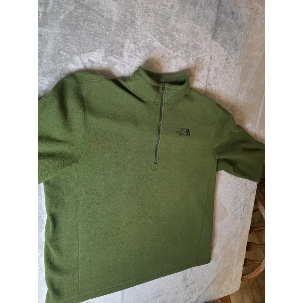 The North Face Men's XL/TG Green Quarter Zip Fleece Pullover Jacket Outdoor